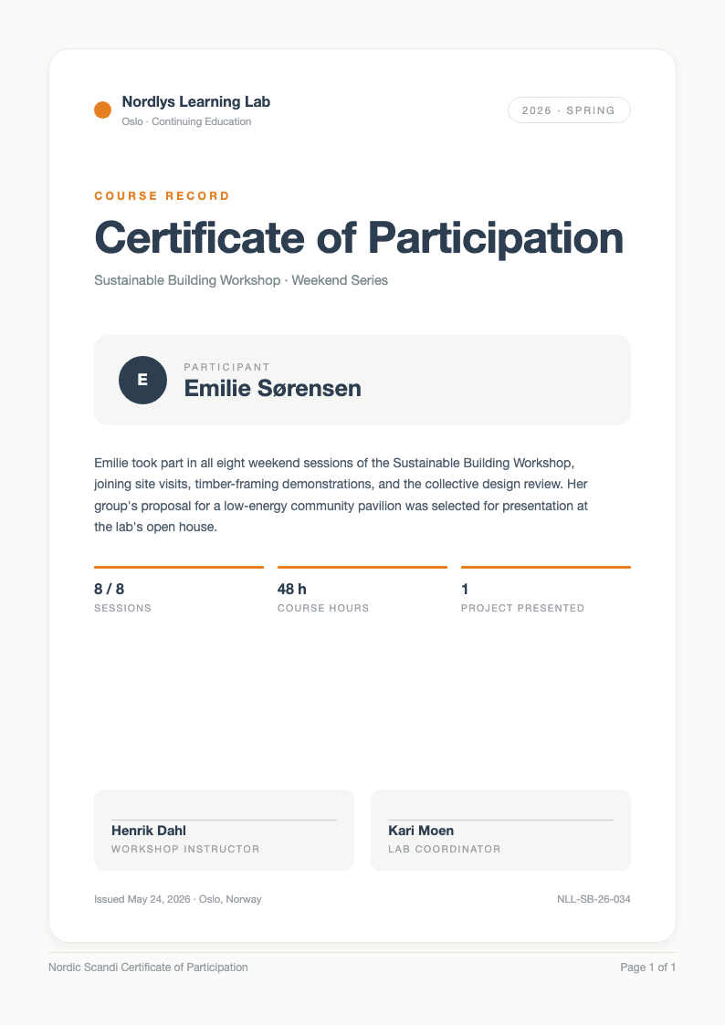 Nordic scandi certificate
